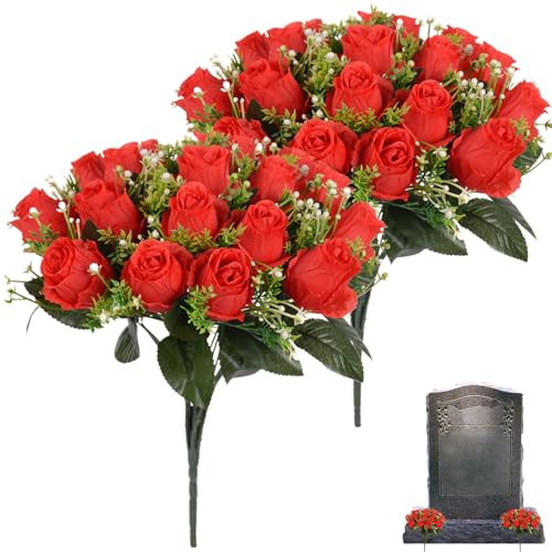 Hintyne Künstliche Blumen Für Gräber 2 Bündel Künstliche Rosen Grabblumen Realistische Friedhofsblumen Mit Blättern Künstliche Seidenrosen 18 Blütenköpfe Für Jedes Bündel Hintyne Künstliche Blumen Für Gräber 2 Bündel Künstliche Rosen Grabblumen Realistische Friedhofsblumen Mit Blättern Künstliche Seidenrosen 18 Blütenköpfe Für Jedes Bündel von Hintyne