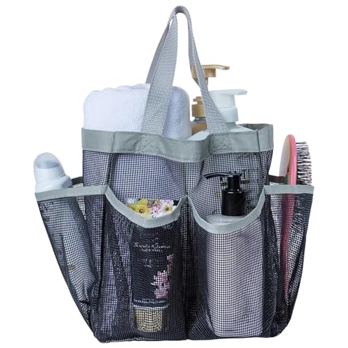 Hintyne Mesh-Duschablage große Mesh-Duschtasche mit mehreren Taschen und Griff tragbarer Reise-Kulturbeutel von Hintyne