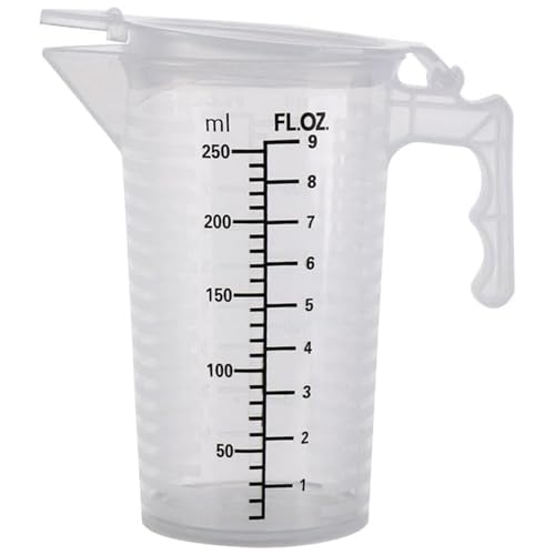 Hintyne Messbecher mit Deckel und Ausguss 250 ml transparenter Messbecher aus Kunststoff mit Griff hitzebeständiger für flüssige Zutaten ( Hintyne Messbecher mit Deckel und Ausguss 250 ml transparenter Messbecher aus Kunststoff mit Griff hitzebeständiger für flüssige Zutaten ( von Hintyne
