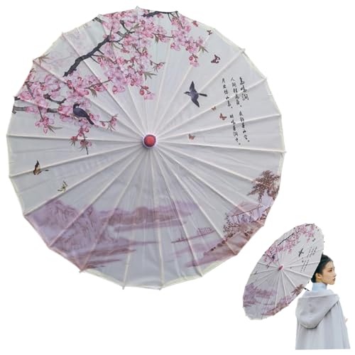 Hintyne Sonnenschirm klassischer Sonnenschirm im chinesischen Stil regenfester mehrfarbiger Regenschirm aus Papier und mit Bambus bemaltem chinesischem Ölpapier für Cosplay und Fotoshootings von Hintyne
