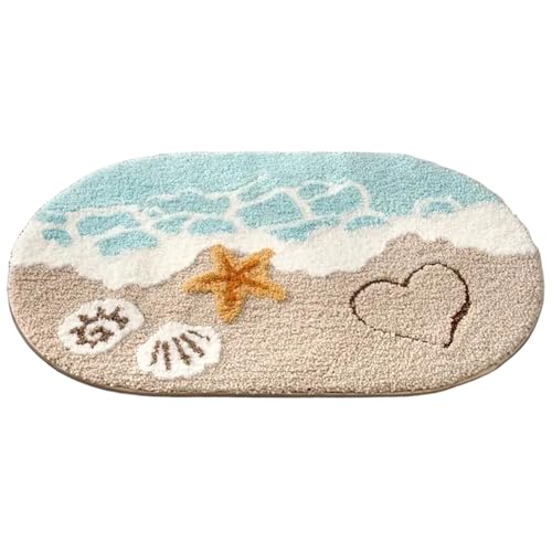 Hintyne Strand-Badezimmerteppiche 40, 6 x 61 cm weiche saugfähige Strand-Badematte rutschfeste waschbare Küsten-Badematte für Küche Schlafzimmer Badezimmer von Hintyne
