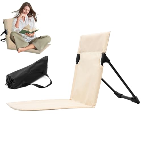 Hintyne Strandliege Klappbar Strandkorb mit Tragetasche Tragbare Sonnenliege Strandliege mit Rückenlehne Klappbarer Strandstuhl für Urlaub Garten & Park Beige von Hintyne