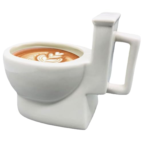 Hintyne Toiletten-Kaffeetasse aus Keramik 340 ml Kotbecher originelle Toilettentasse mit verstecktem Kot – Scherzgeschenk zum Aprilscherz (weiß) von Hintyne