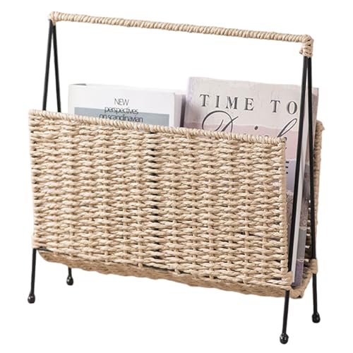 Hintyne Zeitschriftenhalter Boho-Zeitschriftenständer aus gewebtem Papier mit Eisenständer 13, 8 x 3, 9 x 13, 8 Zoll Bücherkorb für Zeitungsbriefe Wohnzimmer Hintyne Zeitschriftenhalter Boho-Zeitschriftenständer aus gewebtem Papier mit Eisenständer 13, 8 x 3, 9 x 13, 8 Zoll Bücherkorb für Zeitungsbriefe Wohnzimmer von Hintyne