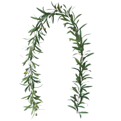 Olivengirlande Olivenbaum Künstliche 73 Zoll Olivenblattgirlande Künstliche Olivenzweiggirlande Tragbare Grüne Girlande Für Haustür Wand Heimdekoration von Hintyne