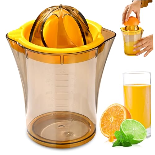Saftpresse Orangenpresse abgestuft 600 ml Zitronenpresse transparenter Becher Zitruspresse mit Filter und Auslauf rutschfest waschbar wiederverwendbar manueller Entsafter von Hintyne