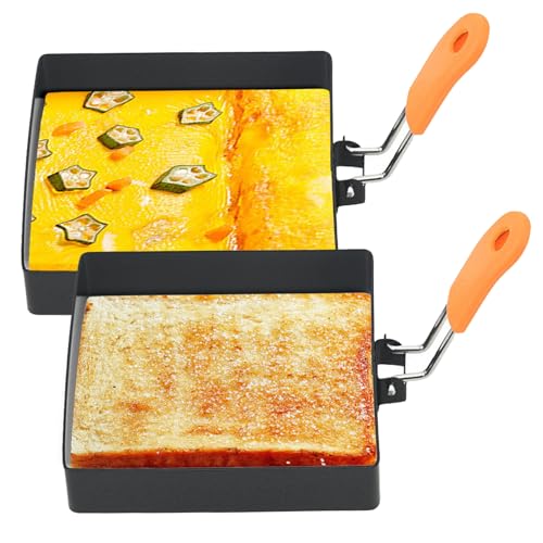 Spiegelei-Formen Eierringe 2 Stück antihaftbeschichtet 10, 2 cm quadratische Eierringe zum Braten von Eiern mit Silikongriff quadratischer Eierformer aus Edelstahl für Frühstückssandwiches Stil 1 Spiegelei-Formen Eierringe 2 Stück antihaftbeschichtet 10, 2 cm quadratische Eierringe zum Braten von Eiern mit Silikongriff quadratischer Eierformer aus Edelstahl für Frühstückssandwiches Stil 1 von Hintyne
