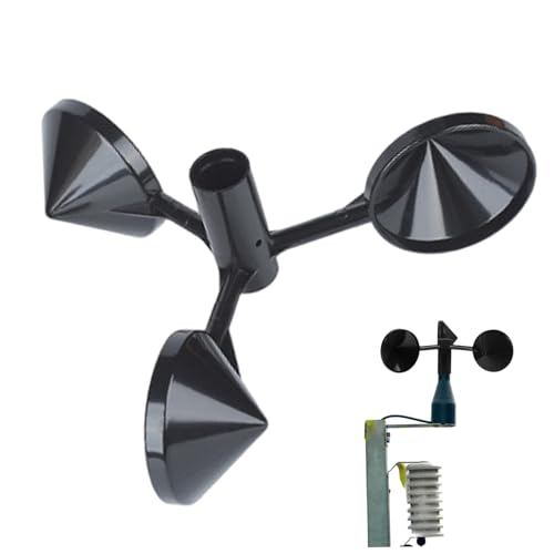 Windgeschwindigkeits-Anemometer ABS 3-Tassen-Anemometer für den Außenbereich Windmesser für die meteorologische Überwachung Schwarz von Hintyne