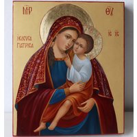 Mutter Gottes Mit Jesus Christus. 100% Handbemalte Orthodoxe Ikone, 25x21x3 cm | 9, 8x8, 2x1, 18 ZollVirgin Mary Icon. Holy Mother von HinzArtKunst