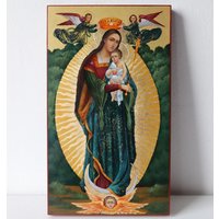 Mutter Gottes Mit Jesus Christus. 100% Handgeschriebene Ikone.35x20x3 cm. Virgin Mary Icon. Holy Mother von HinzArtKunst