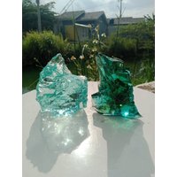 1385 Gr Rohe Andara Kristalle Monatomic Tosca Grün Und Türkis Mit Motivfaser Gelb Innen von HinzCrystalShop