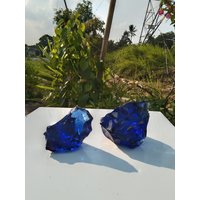 2 Stück 1802 Gr Grobe Andara Kristalle Tiefblau Meerkristallin Einatomig von HinzCrystalShop