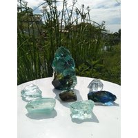 7 Stk./934 Gr Andara Crystals Monatomic Grün Tosca Mit Faser Innen Selten von HinzCrystalShop