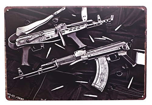 Hioni Classic AK-47 Sturmgewehr Vintage Blechschild Poster Wandschild Wand Dekoration Metallschild Türschild von Hioni
