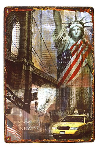 Hioni Freiheitsstatue Statue of Liberty Vintage Blechschild Poster Wandschild Wand Dekoration Metallschild Türschild von Hioni