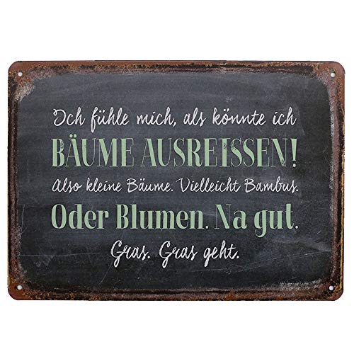 Hioni Ich fühle Mich als könnte ich Bäume Ausreißen Oder Blumen NA Gut Vintage Blechschild Poster Wandschild Wand Dekoration Metallschild Türschild von Hioni