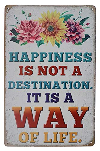 Hioni Metall-Blechschild „Happiness is not a Destination It is Way of Life“, Vintage-Wanddekoration von Hioni