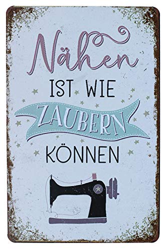 Hioni Nähen IST WIE Zaubern KÖNNEN Vintage Blechschild Poster Wandschild Wand Dekoration Metallschild Türschild von Hioni