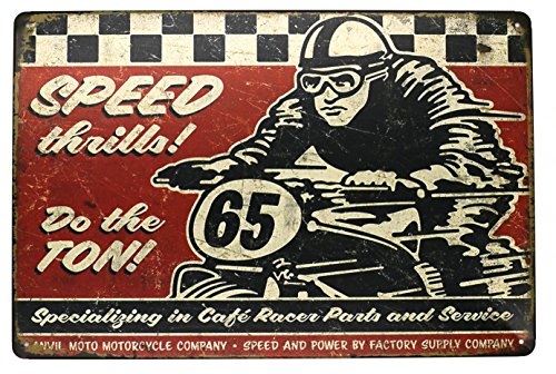 Hioni Speed Thrills Moto Race Vintage Blechschild Poster Wandschild Wand Dekoration Metallschild Türschild von Hioni