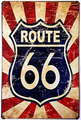 Hioni US Route 66 Road, Metall-Blechschild, Vintage-Schild, Wanddekoration von Hioni
