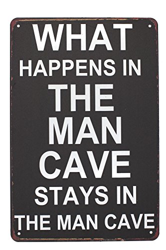 Hioni What Happens in The Man Cave Stays in The Man Cave, Metall-Blechschild, Vintage-Schild, Wanddekoration von Hioni