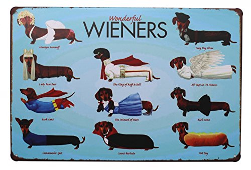 Hioni Wonderful Wieners Lovely Dog, Metallschild Poster, Slogan Art Dekoration Vintage Pr Bar Café Pub von Hioni