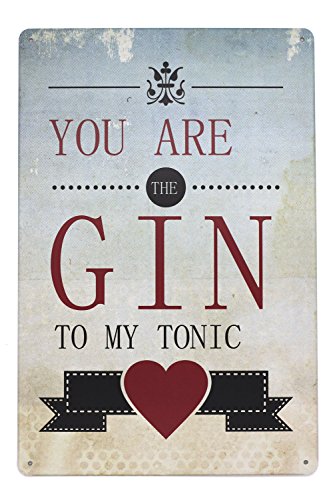 Hioni You Are The Gin to My Tonic Vintage Blechschild Poster Wandschild Wand Dekoration Metallschild Türschild von Hioni