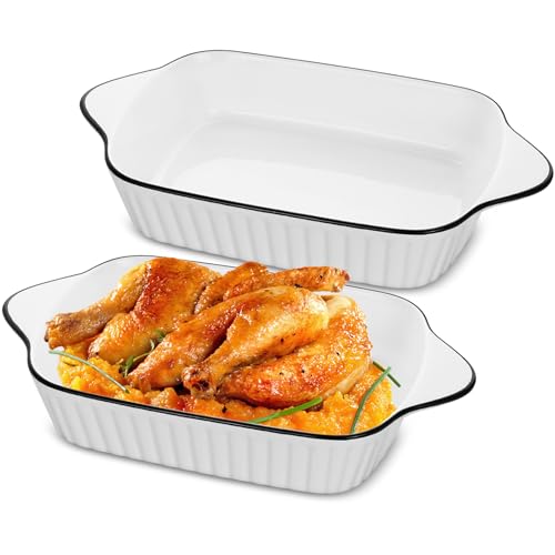 Hioph Lasagne Auflaufform 2er Set Keramik Auflaufform Hitzebeständige Griffe Rechteckig Breit Backform Ofenfest Hioph Lasagne Auflaufform 2er Set Keramik Auflaufform Hitzebeständige Griffe Rechteckig Breit Backform Ofenfest von Hioph