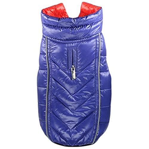 Hip Doggie HD-5FRBL Featherlite Reversible Reflective Puffer Vest Hundemantel, S, blau/orange von Hip Doggie