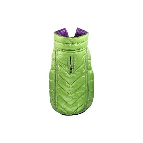 Hip Doggie HD-5FRGR Featherlite Reversible Reflective Puffer Vest Hundemantel, XL, grün/lila von Hip Doggie