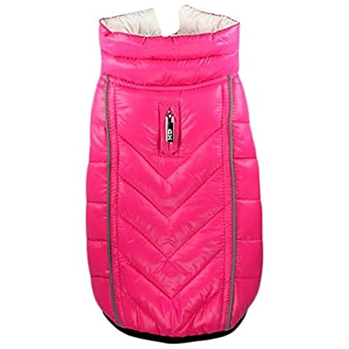 Hip Doggie HD-5FRPK Featherlite Reversible Reflective Puffer Vest Hundemantel, BDS, rosa/weiß von Hip Doggie