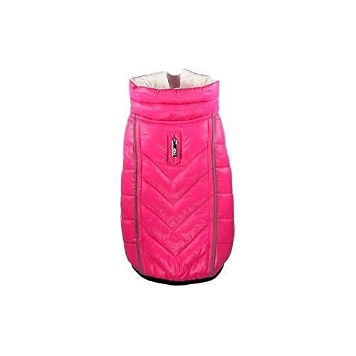 Hip Doggie HD-5FRPK Featherlite Reversible Reflective Puffer Vest Hundemantel, M, rosa/weiß von Hip Doggie