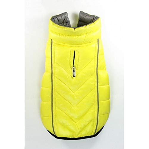 Hip Doggie HD-5FRYL Featherlite Reversible Reflective Puffer Vest Hundemantel, BDXS, gelb/grau von Hip Doggie