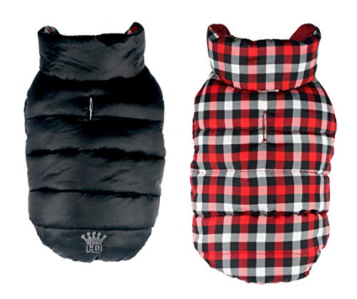 Hip Doggie HD-5GHBK-M Gingham Reversible Puffer Vest Black M Hundejacke von Hip Doggie