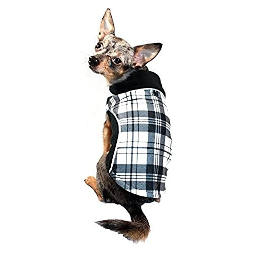 Hip Doggie HD-5PFWBK-S Reversible Polar Fleece Wrap Coat - Plaid - Hundejacke, S, schwarz von Hip Doggie