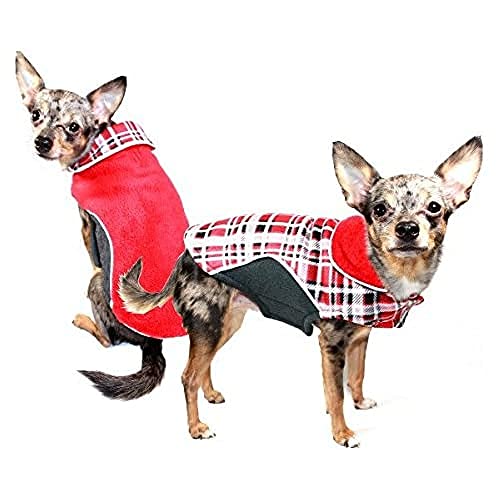 Hip Doggie HD-5PFWR-XS Reversible Polar Fleece Wrap Coat - Hundejacke, XS, rot von Hip Doggie