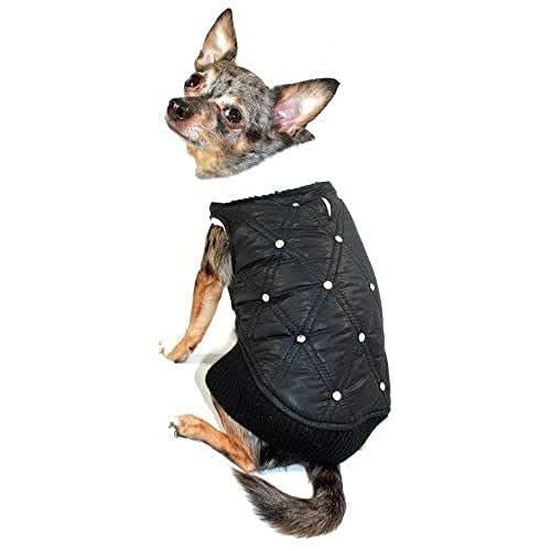 Hip Doggie HD-5RPBK-L Rhinestone Puffer Vest- Hundejacke, L, schwarz von Hip Doggie