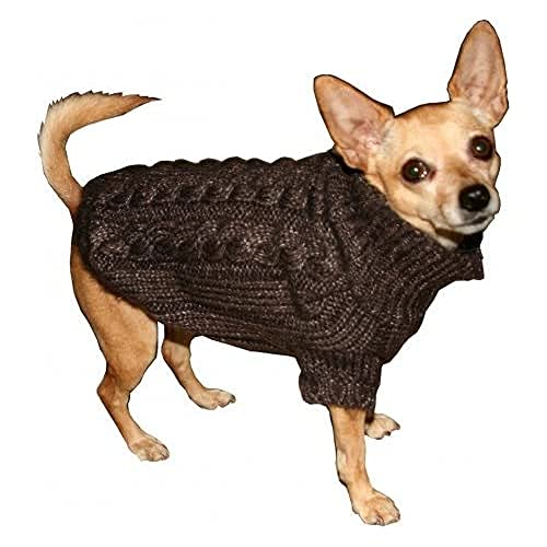 Hip Doggie HD-7ACB-S Angora Cable Knit Sweater - Hundepullover, S, braun von Hip Doggie