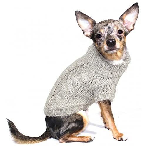 Hip Doggie HD-7ACS-L Angora Cable Knit Sweater - Sand - Hundepullover, L von Hip Doggie