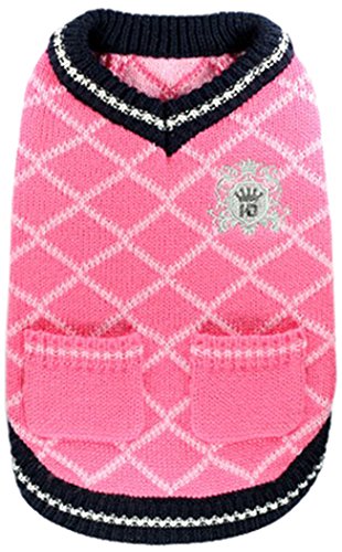 Hip Doggie HD-7PVP-M Royal Crest Sweater Vest - Hundepullover, rosa von Hip Doggie