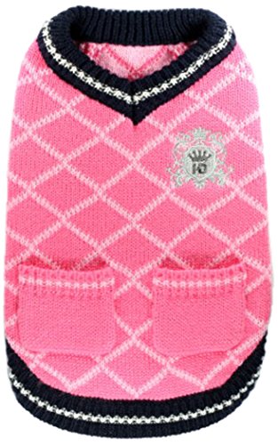 Hip Doggie HD-7PVP-XS Royal Crest Sweater Vest - Hundepullover, rosa von Hip Doggie