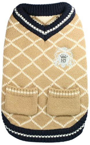 Hip Doggie HD-7PVT-L Royal Crest Sweater Vest - Tan Hundepullover von Hip Doggie