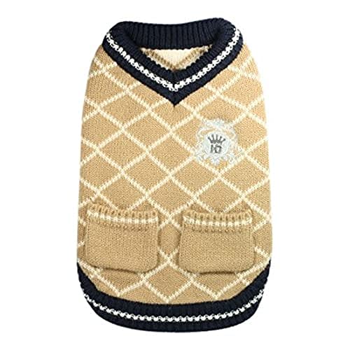 Hip Doggie HD-7PVT-XS Royal Crest Sweater Vest - Tan Hundepullover von Hip Doggie