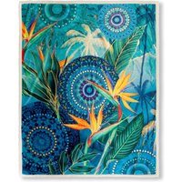 hip Plaid "Novia", Sehr Weich, Kuscheldecke, 130x160 cm, Sherpa, Mandala Strelitzie, Blau von Hip