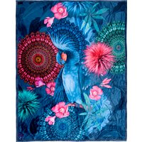 hip Plaid "Ofelia", Weich, Kuscheldecke, 130x160 cm, Wendeoptik, Mandala, Papagei, Blau von Hip