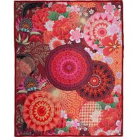 hip Plaid "Yuki", Sehr Weich, Kuscheldecke, 130x160 cm, Wendeoptik, Mandala, Bunt, Rot von Hip