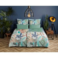hip Wendebettwäsche "ZEPHIR" 2 Stk. tlg. Mako-Satin, 135x200, Reißverschluss, Wendeoptik, Mandala, Blumen, Grün von Hip
