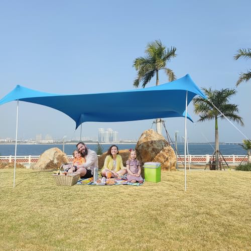 3X3m Groß Strandzelt Sonnensegel mit 4 Stangen und Stranddecke Tragbarer Strandmuschel Uv Schutz Strandpavillon Event Shelter von HipierFx
