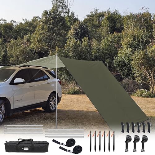 HipierFx SUV Awning mit Stangen Auto Markise Vorzelt Auto Camping Tarp Geeignet für Kleinwagen SUV und Vans von HipierFx