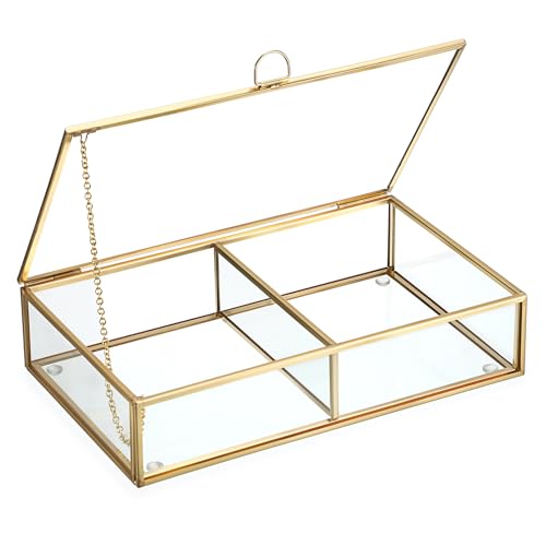 Hipiwe 2 Fächer Vintage Glas Andenken Box Polaroid Foto Aufbewahrungsbox Dekorative Foto Organizer von Hipiwe